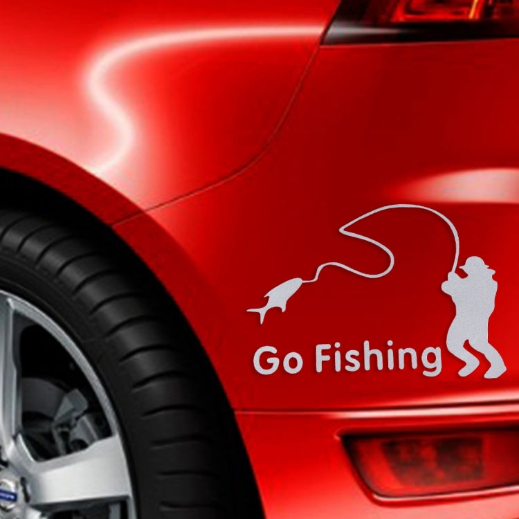 10 PCS Go Fishing Styling Reflective Car Sticker, Size: 14cm x 9.5cm(Silver) - Decorative Sticker by buy2fix | Online Shopping UK | buy2fix