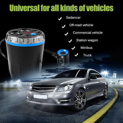 Cup Holder Car Charger Dual Cigarette Lighter 4USB Ports Charger Car MP3 Player (Blue) - Car Charger by buy2fix | Online Shopping UK | buy2fix