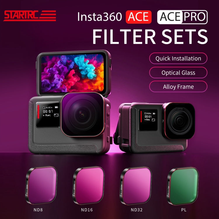 For Insta360 Ace / Ace Pro STARTRC 4 in 1 PL ND8 ND16 ND32 Camera Lens Filter (Black) - Len Accessories by STARTRC | Online Shopping UK | buy2fix