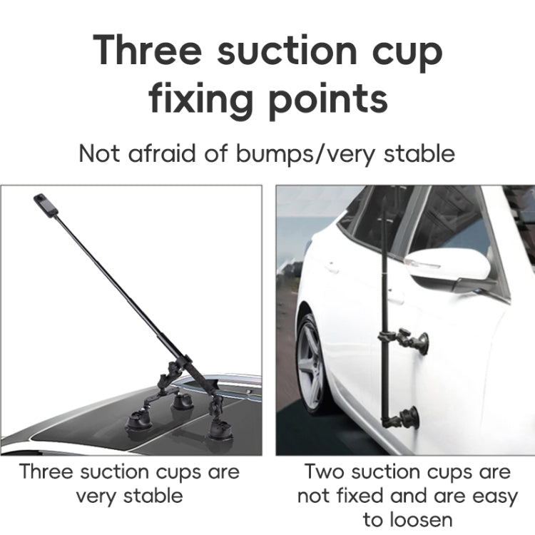 Dual-leg Suction Cup and 2 x Single-leg Car Suction Cup Mount with Selfie Stick Set (Black) - Bicycle Handlebar Mount by buy2fix | Online Shopping UK | buy2fix