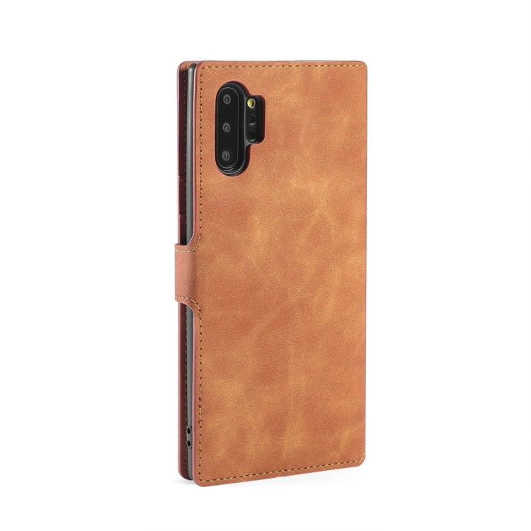 DG.MING Retro Oil Side Horizontal Flip Case with Holder & Card Slots & Wallet for Galaxy Note 10+(Brown) - Galaxy Phone Cases by DG.MING | Online Shopping UK | buy2fix