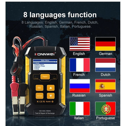 KONNWEI KW510 3 in 1 Car Battery Tester / Charger / Repairer, Support 8 Languages (EU Plug) - Code Readers & Scan Tools by buy2fix | Online Shopping UK | buy2fix