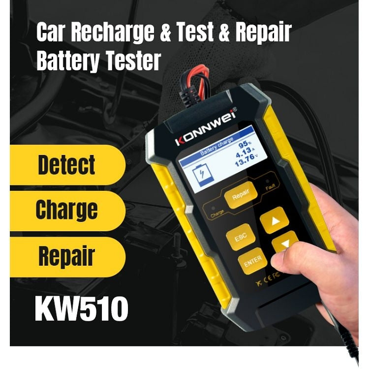 KONNWEI KW510 3 in 1 Car Battery Tester / Charger / Repairer, Support 8 Languages (EU Plug) - Code Readers & Scan Tools by buy2fix | Online Shopping UK | buy2fix