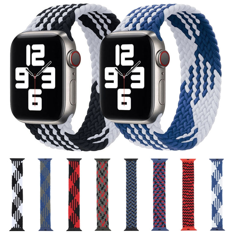 Plastic Buckle Mixed Color Nylon Braided Single Loop Watch Band For Apple Watch Ultra 49mm&Watch Ultra 2 49mm / Series 9&8&7 45mm / SE 3&SE 2&6&SE&5&4 44mm / 3&2&1 42mm, Size:L(Checkered Blue Green) - Watch Bands by buy2fix | Online Shopping UK | buy2fix