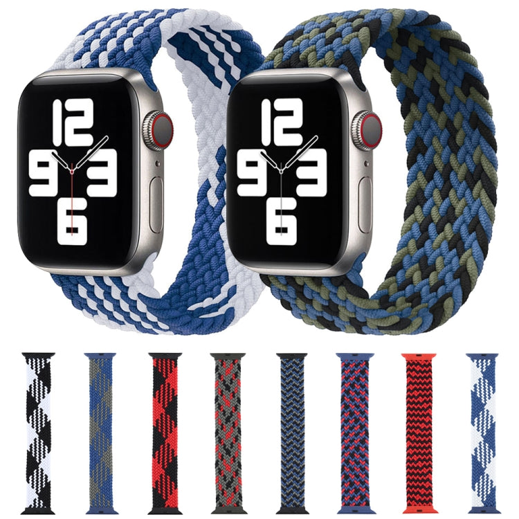 Plastic Buckle Mixed Color Nylon Braided Single Loop Watch Band For Apple Watch Ultra 49mm&Watch Ultra 2 49mm / Series 9&8&7 45mm / SE 3&SE 2&6&SE&5&4 44mm / 3&2&1 42mm, Size:XXL(Checkered Blue White) - Watch Bands by buy2fix | Online Shopping UK | buy2fix