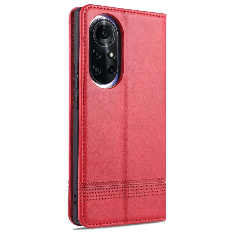 For Huawei nova 8 5G AZNS Magnetic Calf Texture Horizontal Flip Leather Case with Card Slots & Holder & Wallet(Red) - Huawei Cases by AZNS | Online Shopping UK | buy2fix