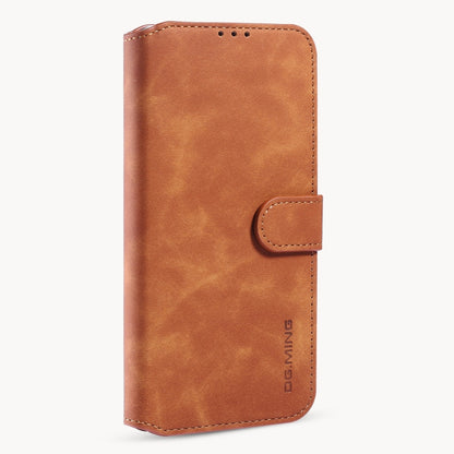 For iPhone 12 Pro Max DG.MING Retro Oil Side Horizontal Flip Case with Holder & Card Slots & Wallet(Brown) - iPhone 12 Pro Max Cases by DG.MING | Online Shopping UK | buy2fix