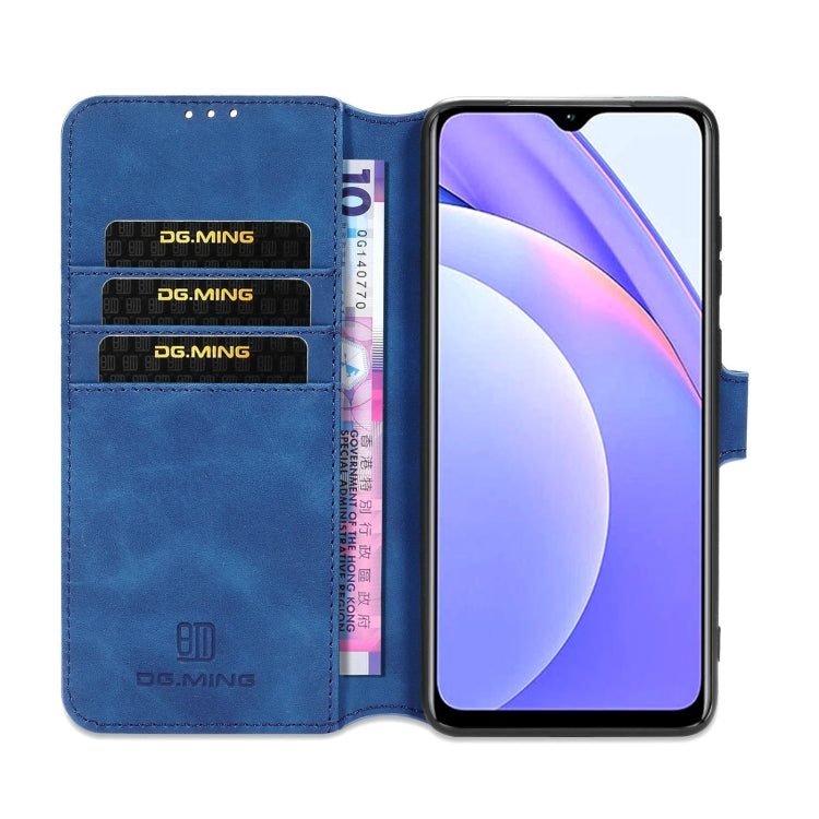 For Xiaomi Poco M3 DG.MING Retro Oil Side Horizontal Flip Leather Case with Holder & Card Slots & Wallet(Blue) - Xiaomi Cases by DG.MING | Online Shopping UK | buy2fix