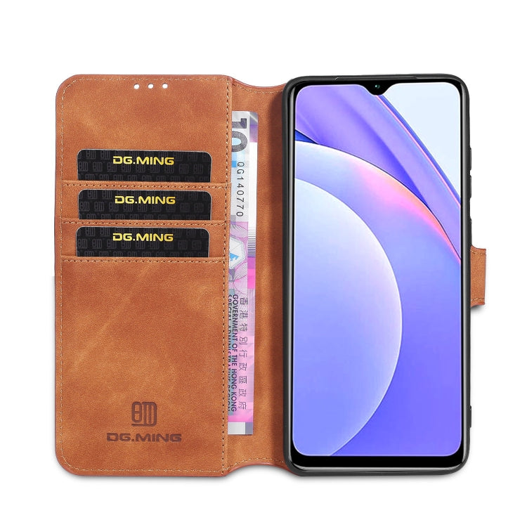 For Xiaomi Poco M3 DG.MING Retro Oil Side Horizontal Flip Leather Case with Holder & Card Slots & Wallet(Brown) - Xiaomi Cases by DG.MING | Online Shopping UK | buy2fix