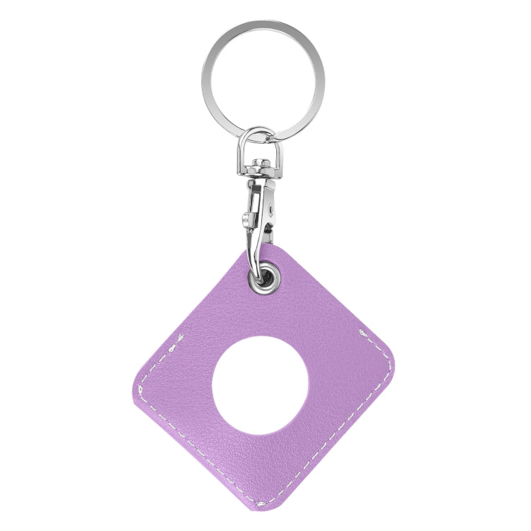 Square PU Leather Case Shockproof Anti-scratch Protective Cover with Keychain Ring Loop For AirTag(Purple) - Key Chain Series by MOMAX | Online Shopping UK | buy2fix