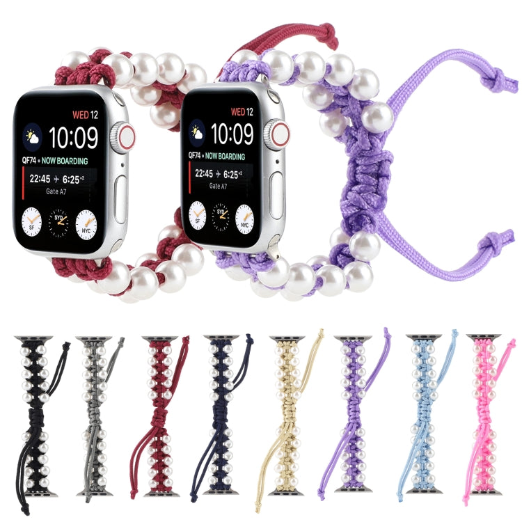 Umbrella Rope Bead Nylon Watch Band For Apple Watch Ultra 49mm&Watch Ultra 2 49mm / Series 9&8&7 45mm / SE 3&SE 2&6&SE&5&4 44mm / 3&2&1 42mm(Purple) - Watch Bands by buy2fix | Online Shopping UK | buy2fix