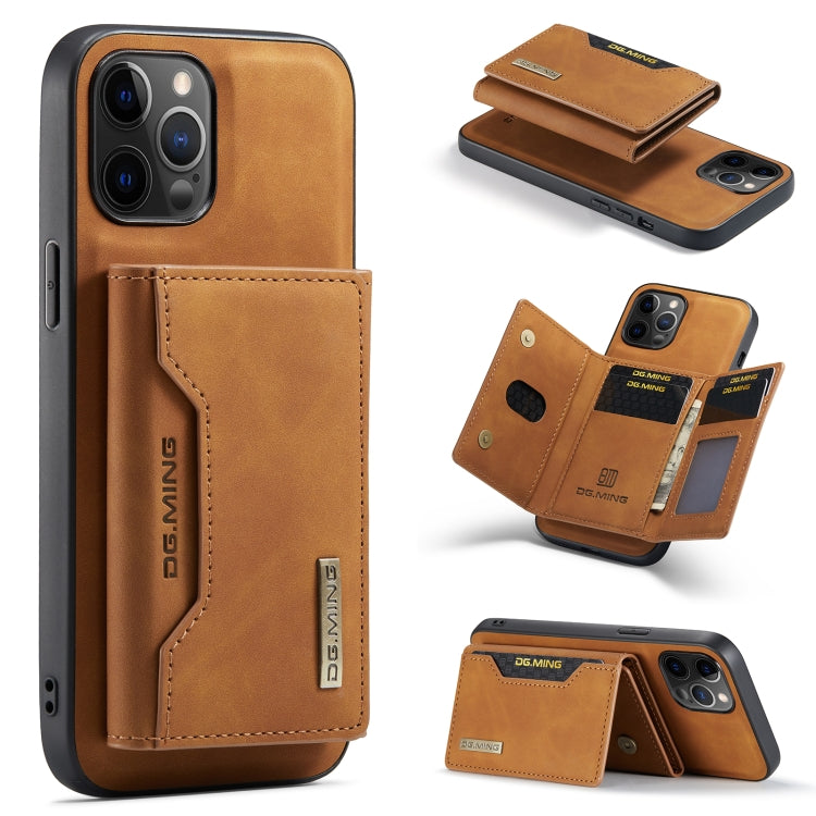 For iPhone 12 Pro Max DG.MING M2 Series 3-Fold Multi Card Bag + Magnetic Back Cover Shockproof Case with Wallet & Holder Function(Brown) - iPhone 12 Pro Max Cases by DG.MING | Online Shopping UK | buy2fix