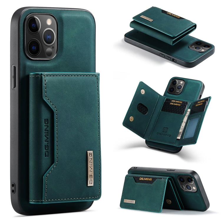 For iPhone 12 Pro Max DG.MING M2 Series 3-Fold Multi Card Bag + Magnetic Back Cover Shockproof Case with Wallet & Holder Function(Green) - iPhone 12 Pro Max Cases by DG.MING | Online Shopping UK | buy2fix