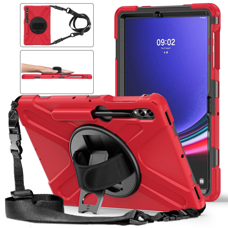 For Samsung Galaxy Tab S7 FE T730 / S7+ / S9+ /S8+ Silicone + PC Protective Case with Holder & Shoulder Strap(Red) - Other Galaxy Tab PC by buy2fix | Online Shopping UK | buy2fix