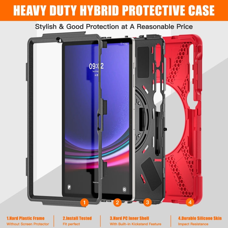 For Samsung Galaxy Tab S7 FE T730 / S7+ / S9+ /S8+ Silicone + PC Protective Case with Holder & Shoulder Strap(Red) - Other Galaxy Tab PC by buy2fix | Online Shopping UK | buy2fix