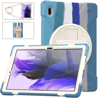 For Samsung Galaxy Tab S7 FE T730 / S7+ / S9+ /S8+ Silicone + PC Protective Case with Holder & Shoulder Strap(Colorful Blue) - Other Galaxy Tab PC by buy2fix | Online Shopping UK | buy2fix