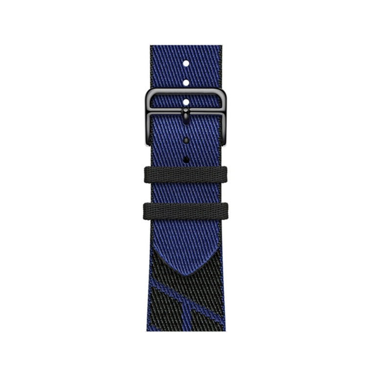 Two-color Nylon Braid Watch Band For Apple Watch Ultra 49mm&Watch Ultra 2 49mm / Series 9&8&7 45mm / SE 3&SE 2&6&SE&5&4 44mm / 3&2&1 42mm(Black+Blue) - Watch Bands by buy2fix | Online Shopping UK | buy2fix