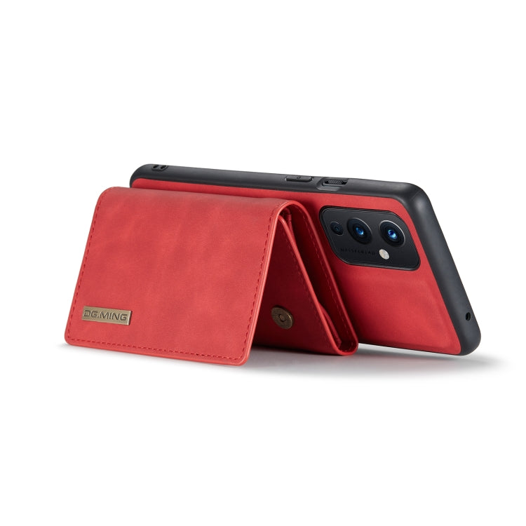 For OnePlus 9 (EU/NA) DG.MING M1 Series 3-Fold Multi Card Wallet  Back Cover Shockproof Case with Holder Function(Red) -  by DG.MING | Online Shopping UK | buy2fix