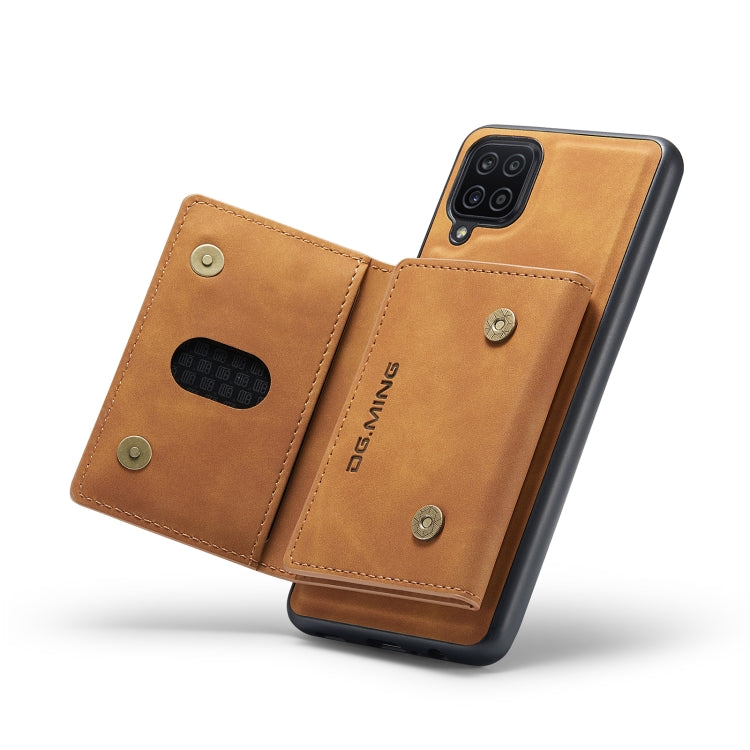 For Samsung Galaxy A12 5G DG.MING M2 Series 3-Fold Multi Card Bag Back Cover Shockproof Case with Wallet & Holder Function(Brown) - Galaxy Phone Cases by DG.MING | Online Shopping UK | buy2fix