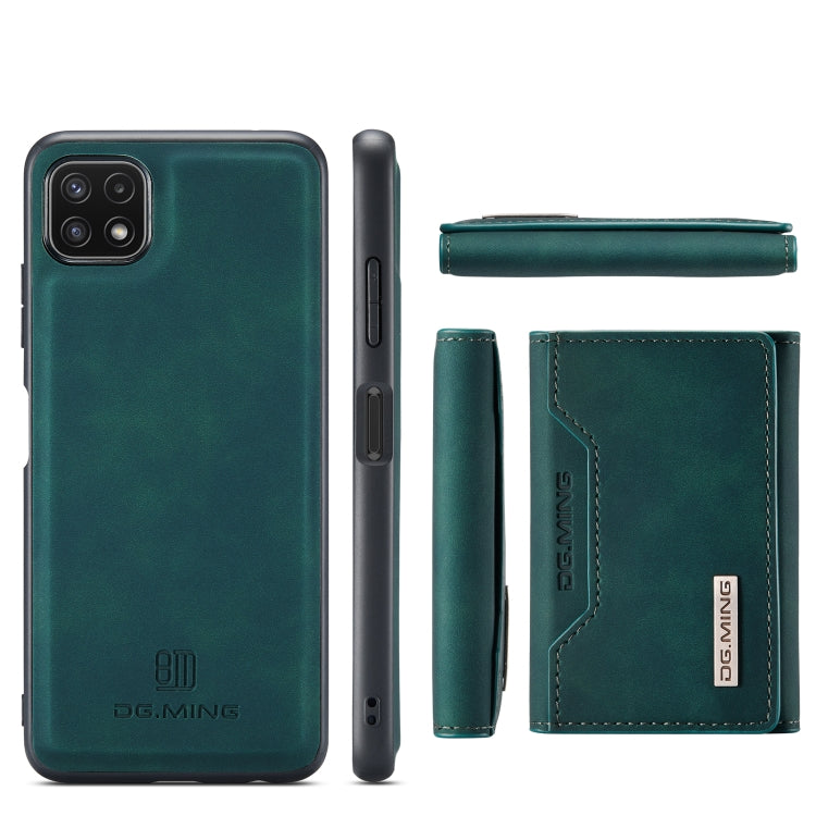 For Samsung Galaxy A22 5G DG.MING M2 Series 3-Fold Multi Card Bag Back Cover Shockproof Case with Wallet & Holder Function(Green) - Galaxy Phone Cases by DG.MING | Online Shopping UK | buy2fix