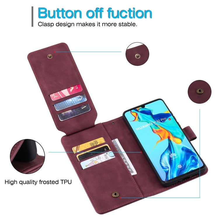 For Huawei P30 Pro Skin Feel Business Horizontal Flip PU Leather Case with Holder & Multi-Card Slots & Wallet & Lanyard & Photo Frame(Red) - Huawei Cases by buy2fix | Online Shopping UK | buy2fix