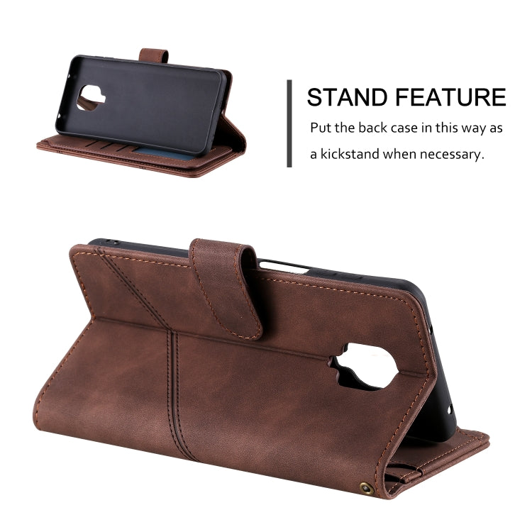 For Xiaomi Redmi Note 9 Pro/Note 9S Skin Feel Business Horizontal Flip PU Leather Case with Holder & Multi-Card Slots & Wallet & Lanyard & Photo Frame(Brown) - Xiaomi Cases by buy2fix | Online Shopping UK | buy2fix