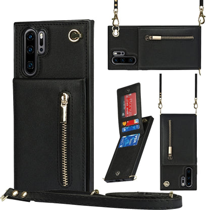 For Huawei P30 Pro Cross-body Zipper Square TPU+PU Back Cover Case with Holder & Card Slots & Wallet & Strap(Black) - Huawei Cases by buy2fix | Online Shopping UK | buy2fix