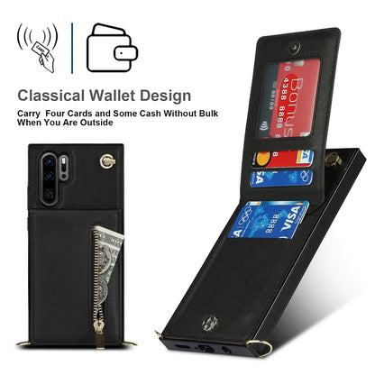 For Huawei P30 Pro Cross-body Zipper Square TPU+PU Back Cover Case with Holder & Card Slots & Wallet & Strap(Black) - Huawei Cases by buy2fix | Online Shopping UK | buy2fix