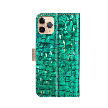 For iPhone 13 Pro Max Laser Glitter Powder Matching Crocodile Texture Horizontal Flip Leather Case with Card Slots & Holder & Wallet (Green) - iPhone 13 Pro Max Cases by buy2fix | Online Shopping UK | buy2fix