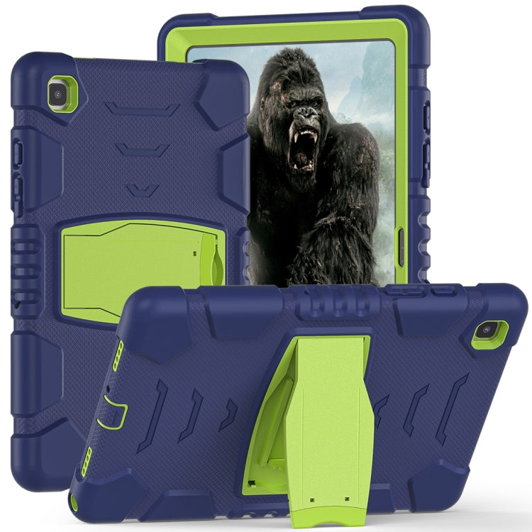 For Samsung Galaxy Tab A7 T500 3-Layer Protection Screen Frame + PC + Silicone Shockproof Combination Case with Holder(NavyBlue+Lime) - Other Galaxy Tab PC by buy2fix | Online Shopping UK | buy2fix