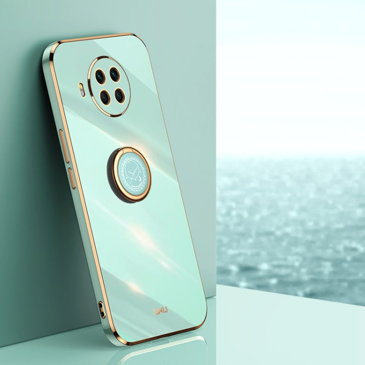 For Xiaomi Mi 10T Lite 5G XINLI Straight 6D Plating Gold Edge TPU Shockproof Case with Ring Holder(Mint Green) - Xiaomi Cases by XINLI | Online Shopping UK | buy2fix