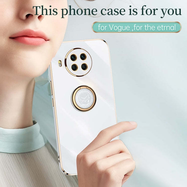 For Xiaomi Mi 10T Lite 5G XINLI Straight 6D Plating Gold Edge TPU Shockproof Case with Ring Holder(Mint Green) - Xiaomi Cases by XINLI | Online Shopping UK | buy2fix