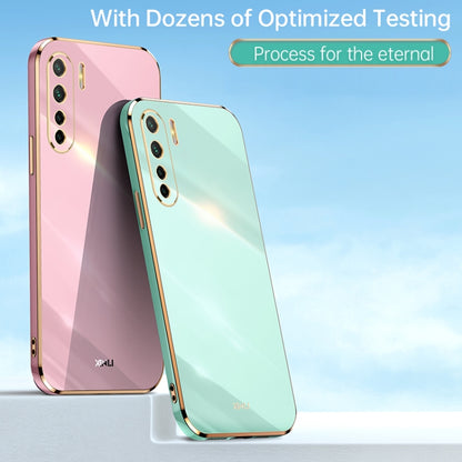 For OPPO A91 XINLI Straight 6D Plating Gold Edge TPU Shockproof Case(Pink) - OPPO Cases by XINLI | Online Shopping UK | buy2fix