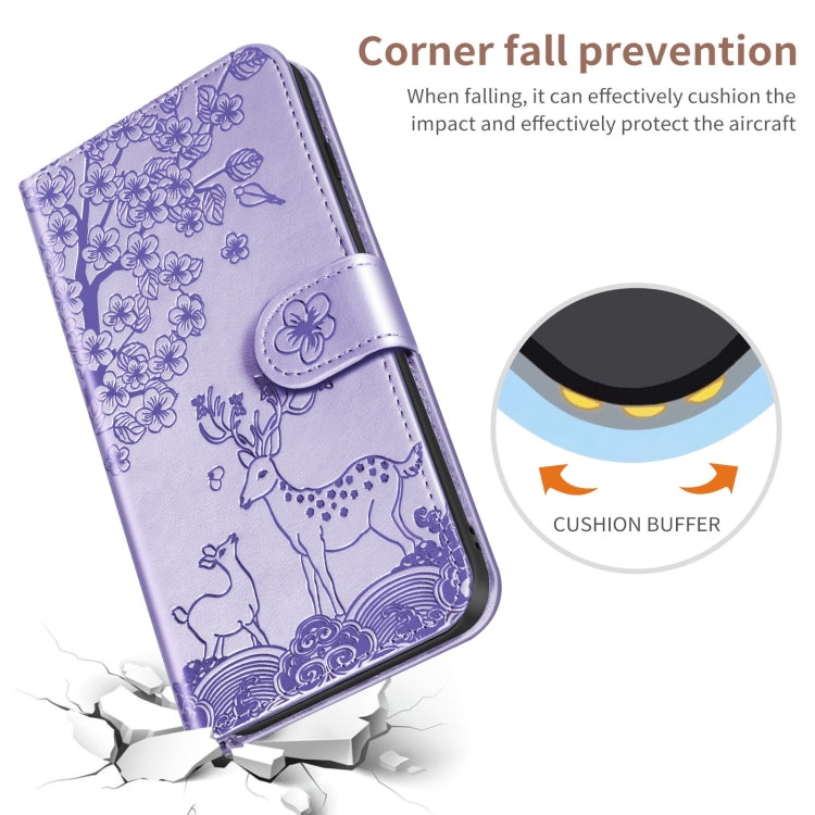 For Sony Xperia 10 II Sika Deer Embossing Pattern Horizontal Flip PU Leather Case with Holder & Card Slot & Wallet & Photo Frame(Purple) - Sony Cases by buy2fix | Online Shopping UK | buy2fix