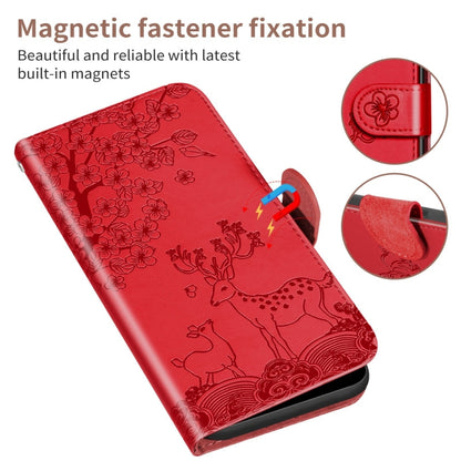 For Xiaomi Redmi Note 8 Sika Deer Embossing Pattern Horizontal Flip PU Leather Case with Holder & Card Slot & Wallet & Photo Frame(Red) - Xiaomi Cases by buy2fix | Online Shopping UK | buy2fix