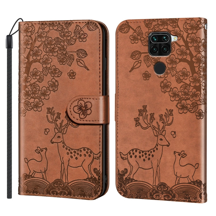 For Xiaomi Redmi Note 9 Sika Deer Embossing Pattern Horizontal Flip PU Leather Case with Holder & Card Slot & Wallet & Photo Frame(Brown) - Xiaomi Cases by buy2fix | Online Shopping UK | buy2fix