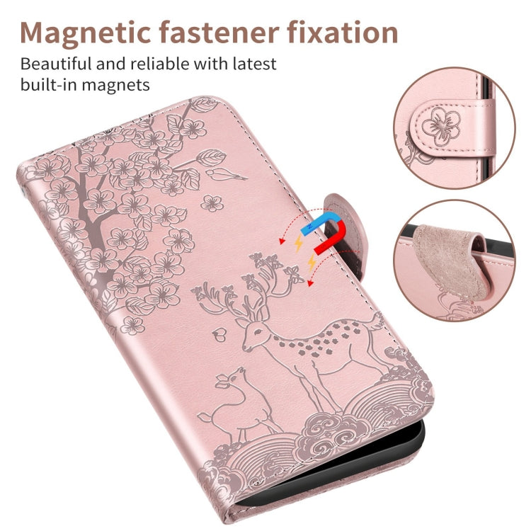 For Xiaomi Redmi Note 9T Sika Deer Embossing Pattern Horizontal Flip PU Leather Case with Holder & Card Slot & Wallet & Photo Frame(Rose Gold) - Xiaomi Cases by buy2fix | Online Shopping UK | buy2fix