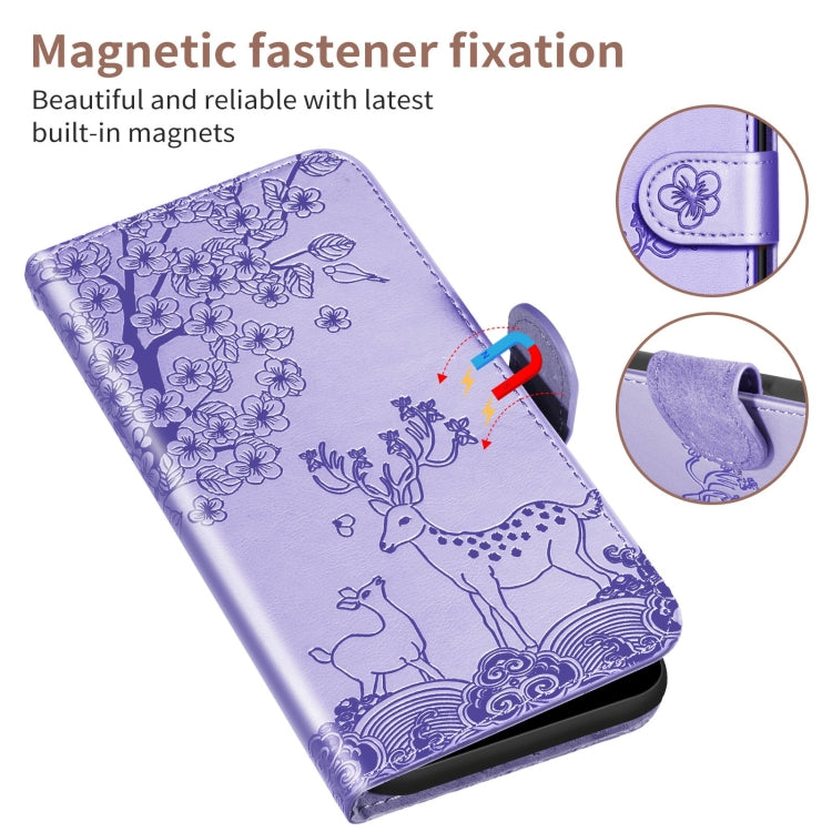 For Xiaomi Redmi Note 9T Sika Deer Embossing Pattern Horizontal Flip PU Leather Case with Holder & Card Slot & Wallet & Photo Frame(Purple) - Xiaomi Cases by buy2fix | Online Shopping UK | buy2fix