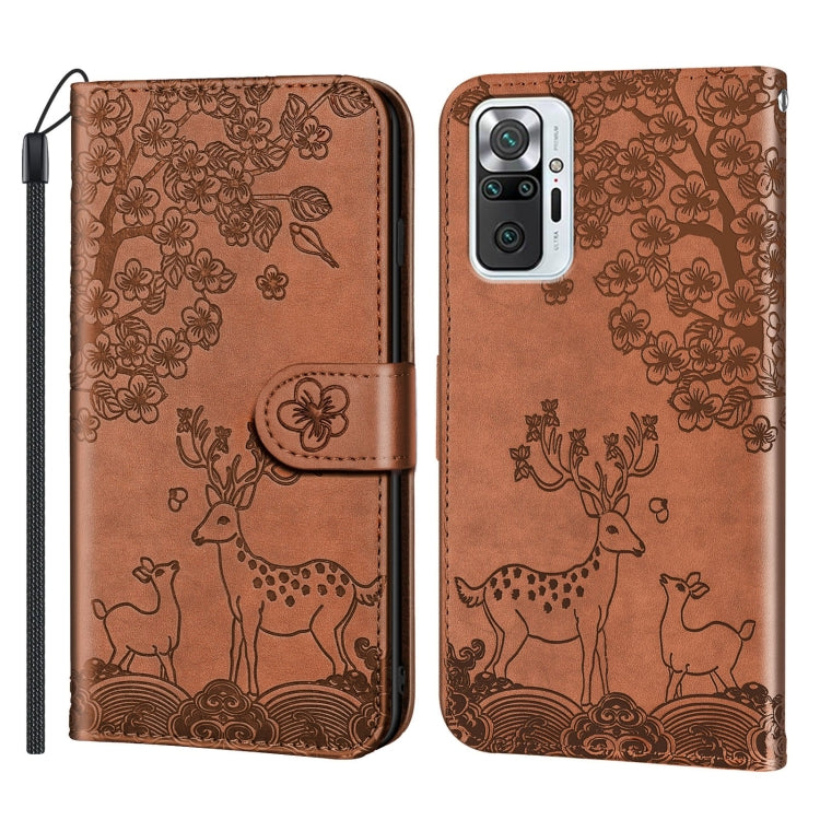 For Xiaomi Redmi Note 10 Pro Sika Deer Embossing Pattern Horizontal Flip PU Leather Case with Holder & Card Slot & Wallet & Photo Frame(Brown) - Xiaomi Cases by buy2fix | Online Shopping UK | buy2fix