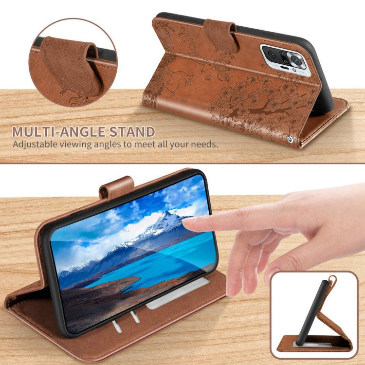 For Xiaomi Redmi Note 10 Pro Sika Deer Embossing Pattern Horizontal Flip PU Leather Case with Holder & Card Slot & Wallet & Photo Frame(Brown) - Xiaomi Cases by buy2fix | Online Shopping UK | buy2fix