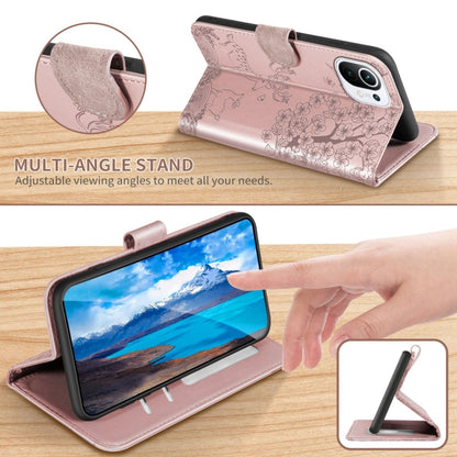 For Xiaomi Mi 11 Lite Sika Deer Embossing Pattern Horizontal Flip PU Leather Case with Holder & Card Slot & Wallet & Photo Frame(Rose Gold) - Xiaomi Cases by buy2fix | Online Shopping UK | buy2fix