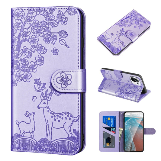 For Xiaomi Mi 11 Lite Sika Deer Embossing Pattern Horizontal Flip PU Leather Case with Holder & Card Slot & Wallet & Photo Frame(Purple) - Xiaomi Cases by buy2fix | Online Shopping UK | buy2fix