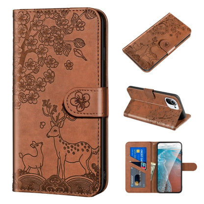 For Xiaomi Mi 11 Lite Sika Deer Embossing Pattern Horizontal Flip PU Leather Case with Holder & Card Slot & Wallet & Photo Frame(Brown) - Xiaomi Cases by buy2fix | Online Shopping UK | buy2fix