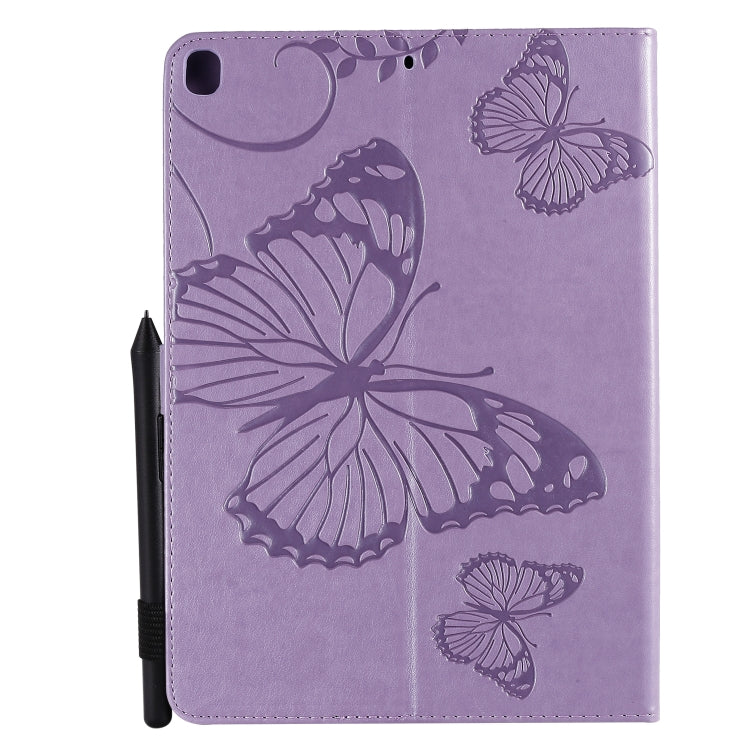 For iPad 10.2 / Pro 10.5 / Air  2019 Pressed Printing Butterfly Pattern Horizontal Flip PU Leather Case with Holder & Card Slots & Wallet & Pen Slot(Purple) - iPad Air (2019) Cases by buy2fix | Online Shopping UK | buy2fix