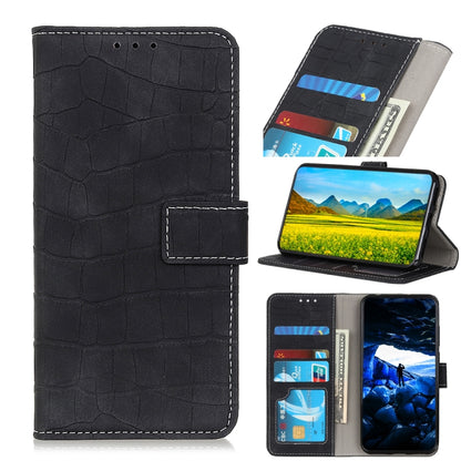 For OPPO A16 Magnetic Crocodile Texture Horizontal Flip Leather Case with Holder & Card Slots & Wallet(Black) - OPPO Cases by buy2fix | Online Shopping UK | buy2fix