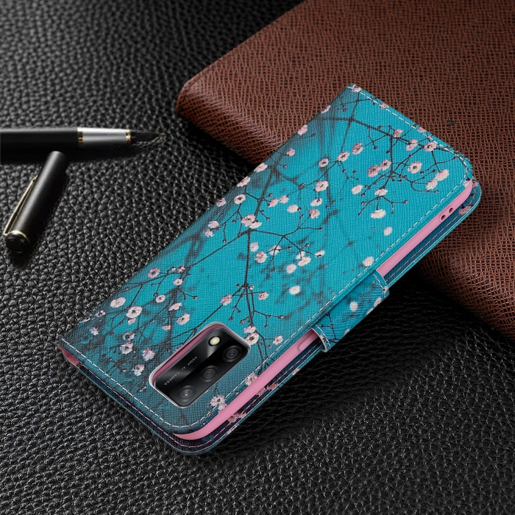 For OPPO A74 4G / F19 4G Colored Drawing Pattern Horizontal Flip Leather Case with Holder & Card Slots & Wallet(Plum Blossom) - OPPO Cases by buy2fix | Online Shopping UK | buy2fix