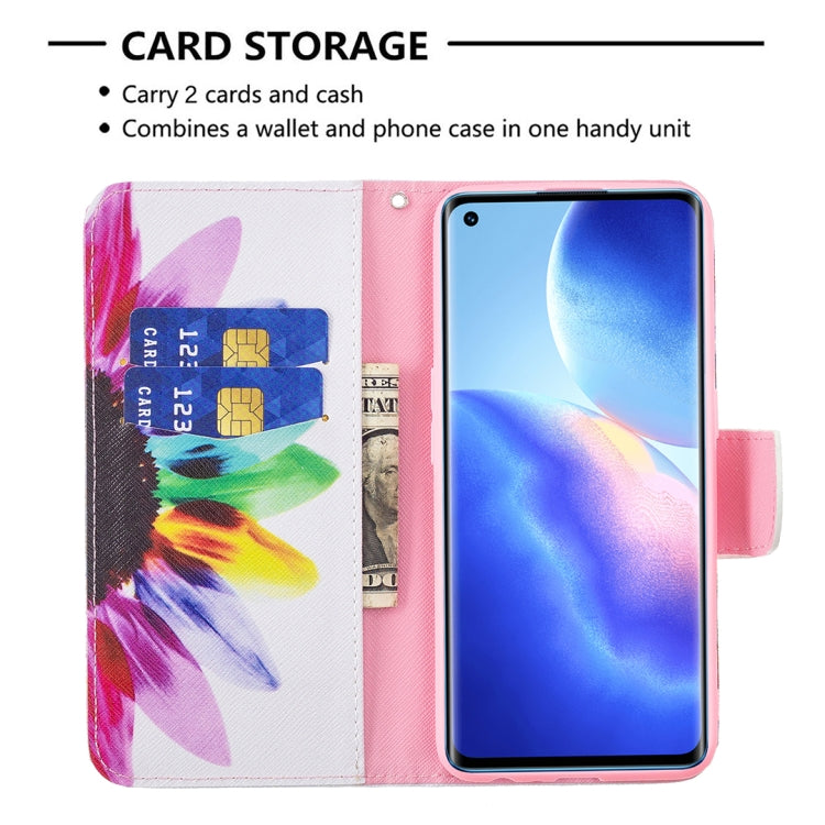 For OPPO Reno5 Colored Drawing Pattern Horizontal Flip Leather Case with Holder & Card Slots & Wallet(Sun Flower) - OPPO Cases by buy2fix | Online Shopping UK | buy2fix