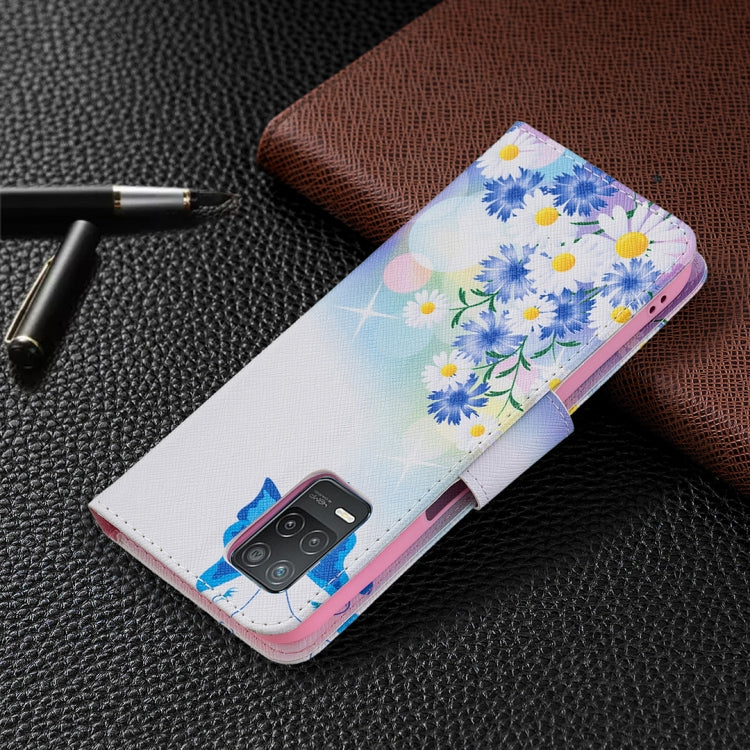 For OPPO Realme 8 5G / Realme V13 Colored Drawing Pattern Horizontal Flip Leather Case with Holder & Card Slots & Wallet(Butterfly Love) - Realme Cases by buy2fix | Online Shopping UK | buy2fix