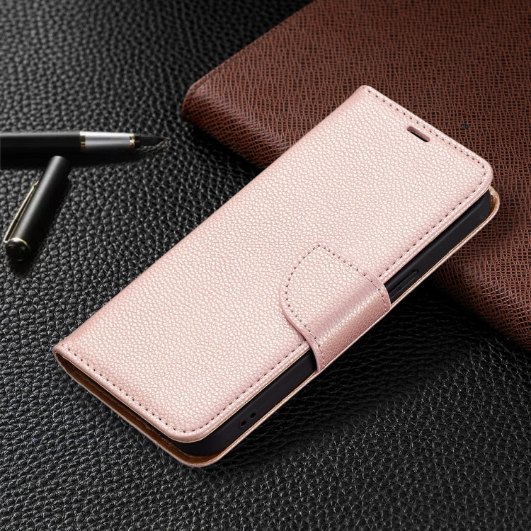 For iPhone 13 Litchi Texture Pure Color Horizontal Flip Leather Case with Holder & Card Slots & Wallet & Lanyard(Rose Gold) - iPhone 13 Cases by buy2fix | Online Shopping UK | buy2fix