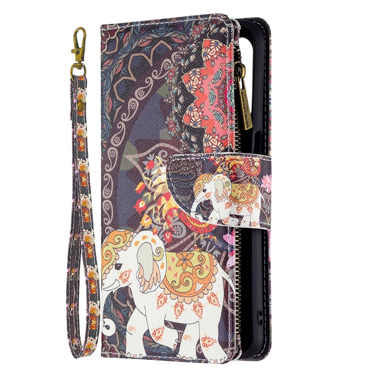 For OPPO A74 5G/A93 5G/A54 5G Colored Drawing Pattern Zipper Horizontal Flip Leather Case with Holder & Card Slots & Wallet(Flower Elephants) - OPPO Cases by buy2fix | Online Shopping UK | buy2fix